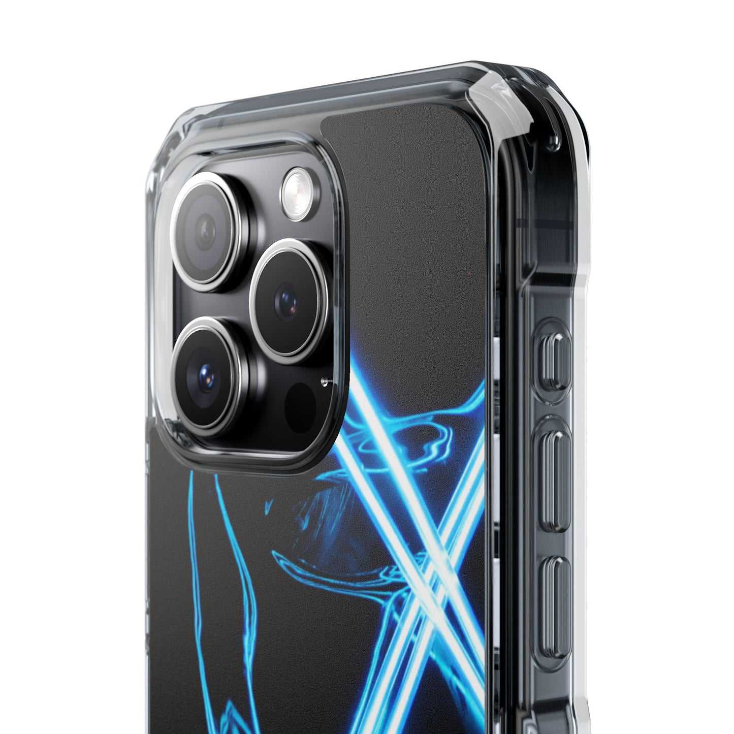 Clear Magnetic Phone Case — Blue Neon Light Design