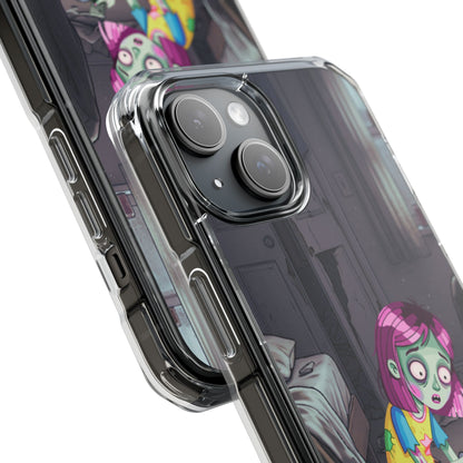 Zombie Girl Clear Magnetic Phone Case — Cute Spooky Cartoon iPhone Cover