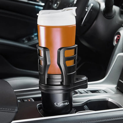 2 in 1 Multifunctional Car Cup Holder Expander with Adjustable Base, Cup Holder Extender for Car for Bottles Cups Drinks Snack