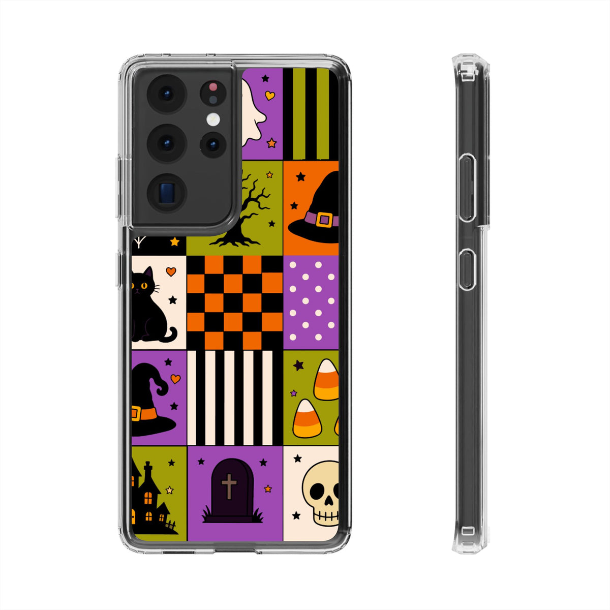 Clear Phone Case – Spooky Patchwork