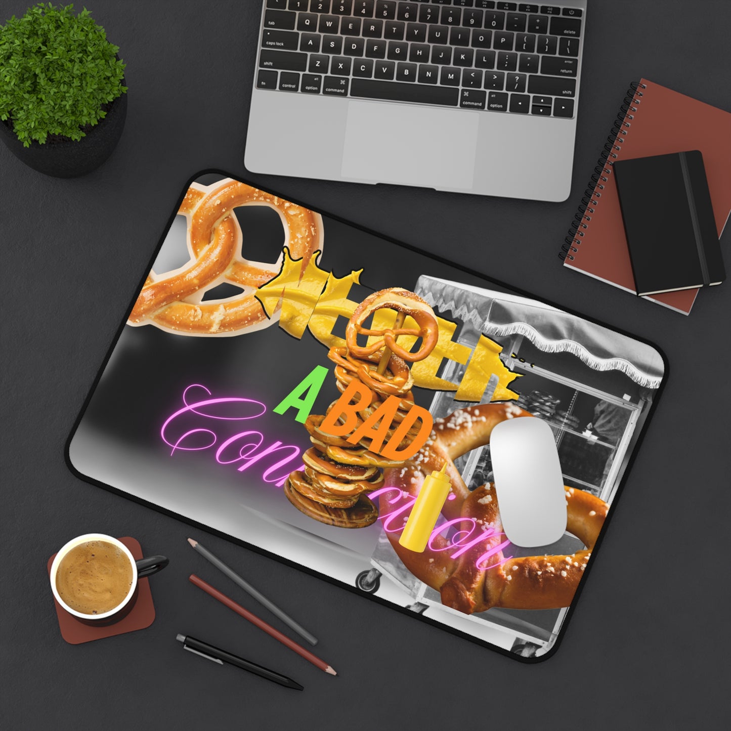 Neoprene Desk Mat – Never a Bad Connection Pretzel Stack