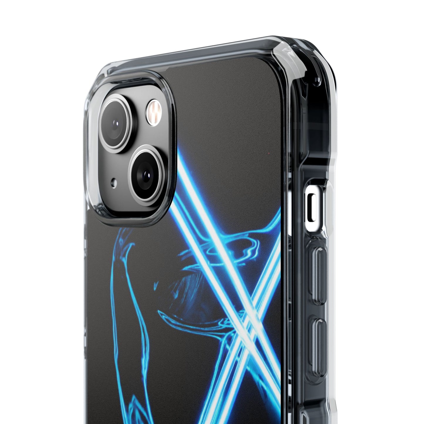Clear Magnetic Phone Case — Blue Neon Light Design
