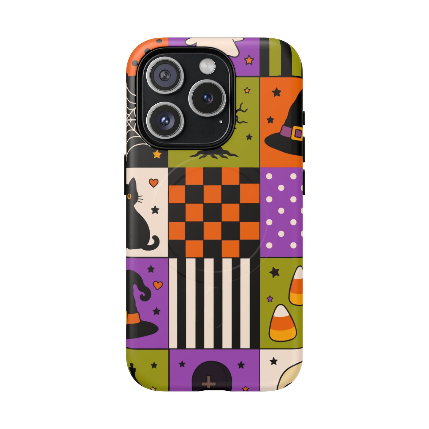 Protective Magnetic Phone Case – Spooky Patchwork