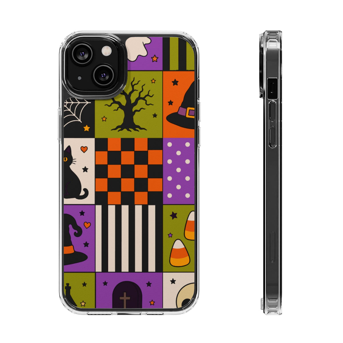 Clear Phone Case – Spooky Patchwork