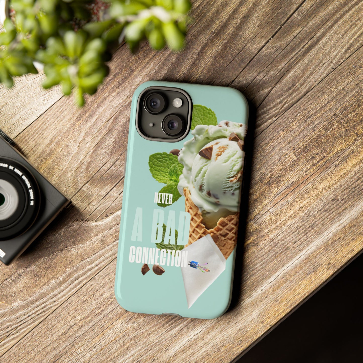 Mint Chocolate Ice Cream Phone Case — "Never a Bad Connection" Protective Cover