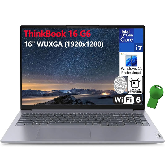 Thinkbook 16 G6 16" FHD+ Laptop Computer, 13Th Gen Intel 14-Core I7-13700H, 16GB DDR5 RAM, 1TB Pcie SSD, Wifi 6, Bluetooth 5.2, Backlight Keyboard, Fingerprint Reader, Windows 11 Pro