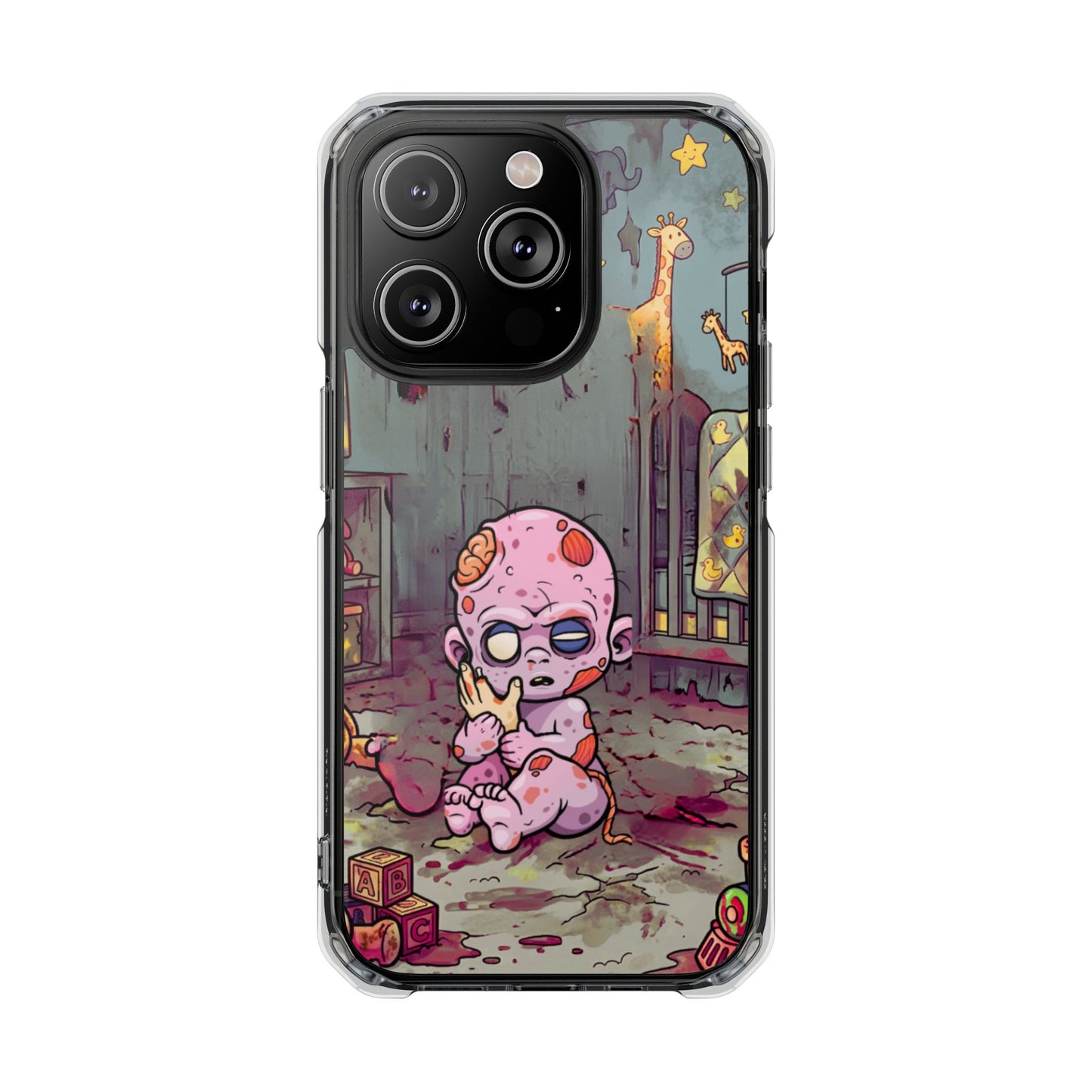 Clear Magnetic Phone Case — Cute Creepy Zombie Baby Design