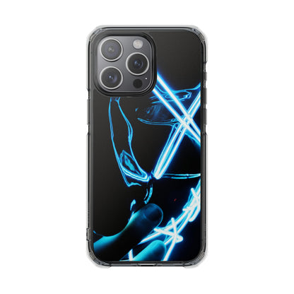 Clear Magnetic Phone Case — Blue Neon Light Design