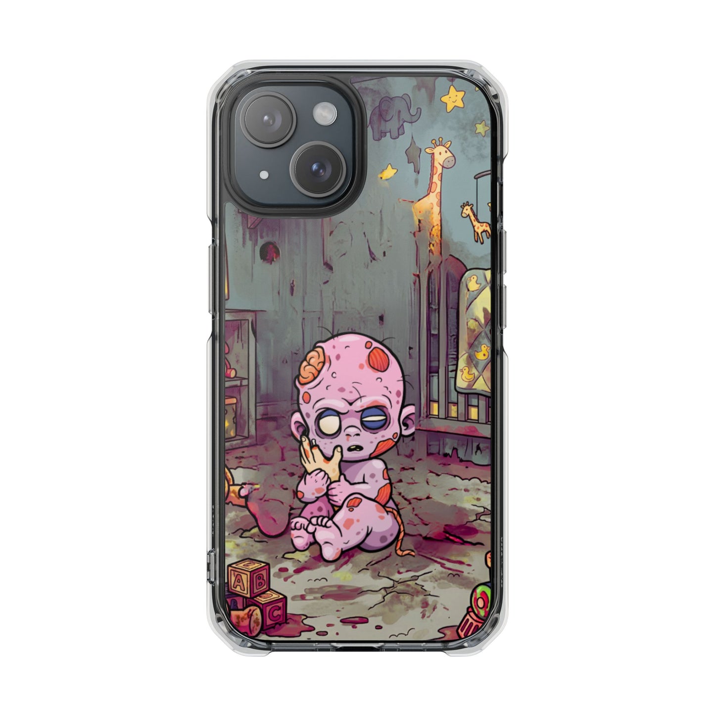 Clear Magnetic Phone Case — Cute Creepy Zombie Baby Design