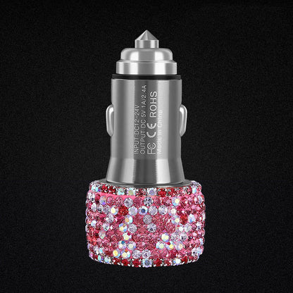 Car Charger with Dual USB Ports – Fast Charging + Safety Hammer