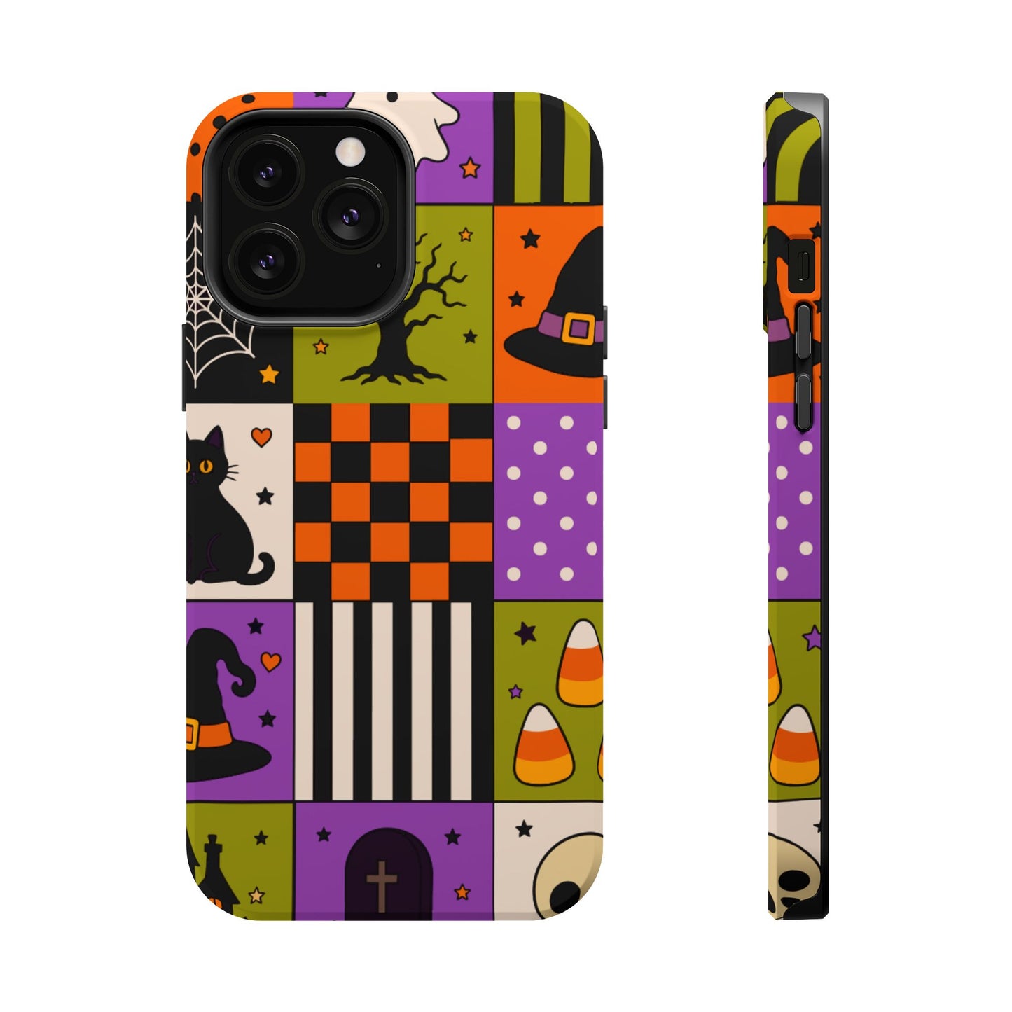 Wireless-Charging Compatible Case – Spooky Patchwork