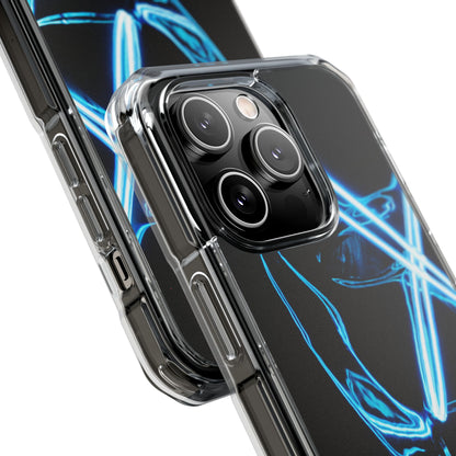 Clear Magnetic Phone Case — Blue Neon Light Design