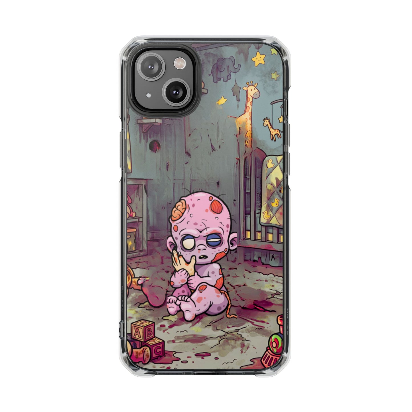 Clear Magnetic Phone Case — Cute Creepy Zombie Baby Design