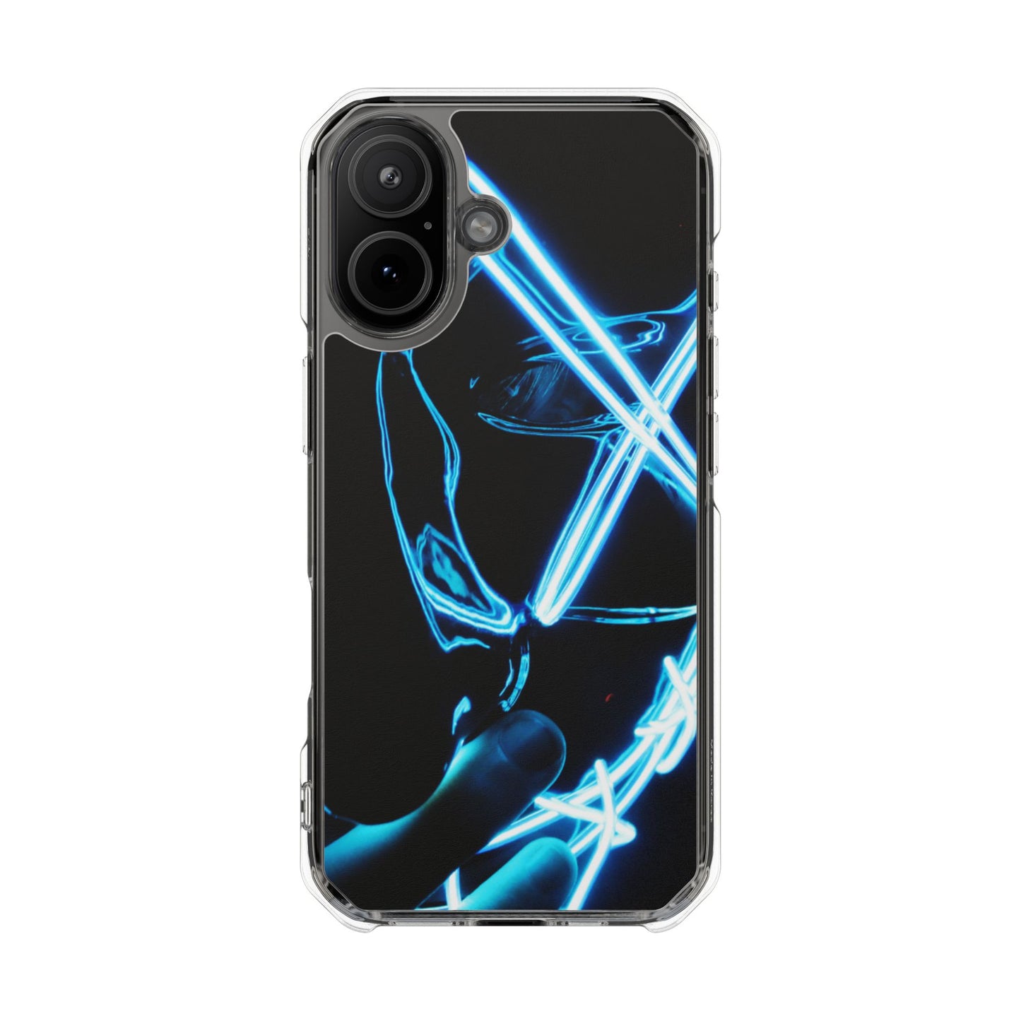 Clear Magnetic Phone Case — Blue Neon Light Design
