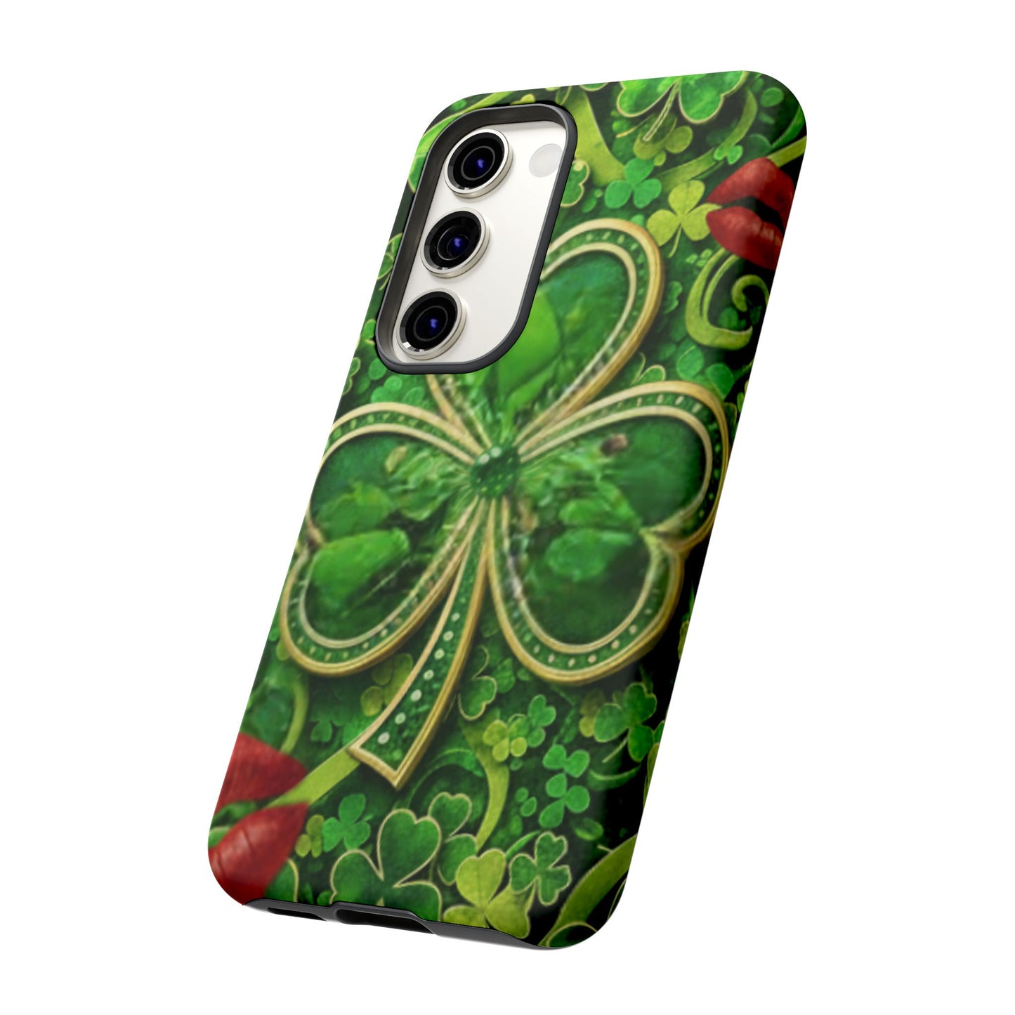 Tough Phone Case – Dual-Layer Protection with Shamrock Print