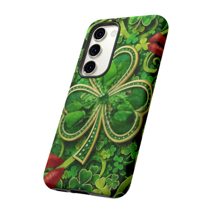 Tough Phone Case – Dual-Layer Protection with Shamrock Print