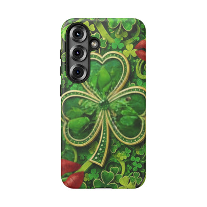 Tough Phone Case – Dual-Layer Protection with Shamrock Print