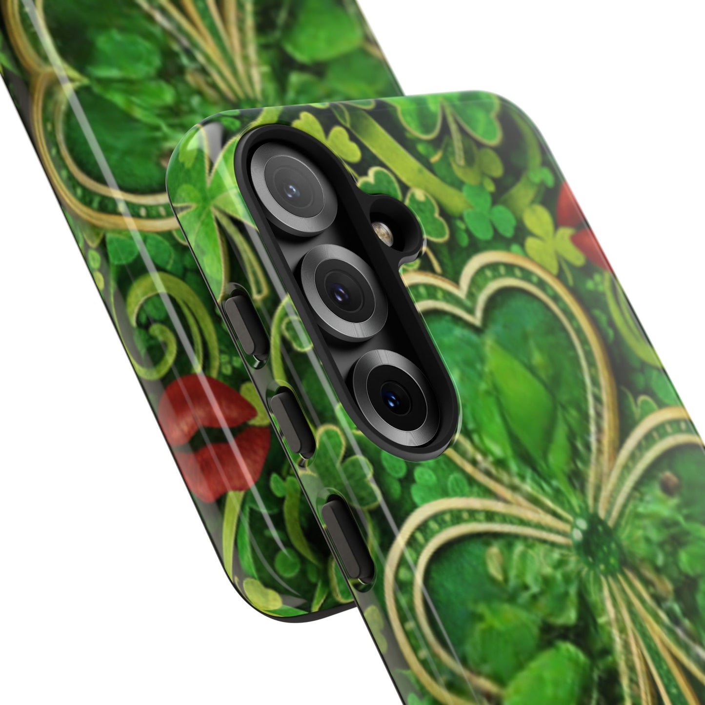 Tough Phone Case – Dual-Layer Protection with Shamrock Print