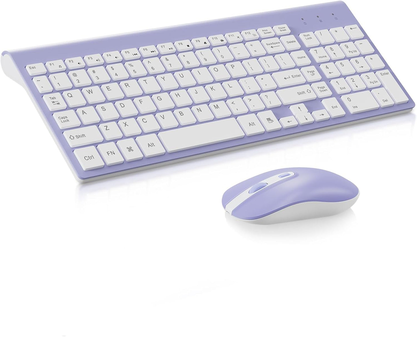 Wireless Keyboard and Mouse Combo, Compact Full Size Wireless Computer Keyboard and Mouse Set 2.4G Ultra-Thin Sleek Design for Windows, Computer, Desktop, PC, Notebook - Purple
