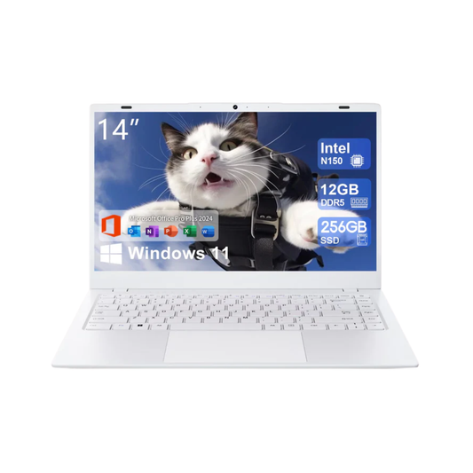 14" Windows 11 Laptop - Intel N150, 12GB RAM, 256GB SSD, Office 2024