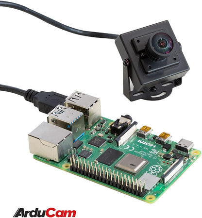 16MP Wide Angle USB Camera with Metal Case, 1/2.8" CMOS IMX298 Mini UVC USB2.0 4K Video Webcam with Microphone, with 3.3Ft/1M Cable for Laptop