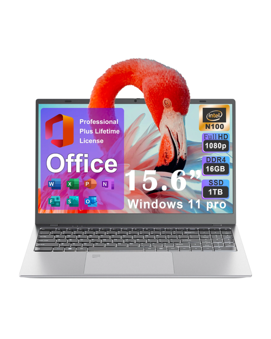 15.6" Business Laptop - Intel Alder Lake N100, 16GB RAM, 1TB SSD, Windows 11 Pro