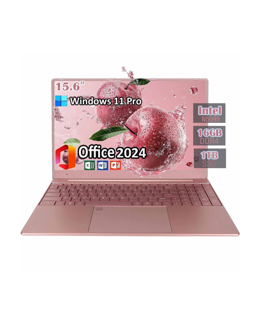 15.6" Windows 11 Pro Laptop - Intel Celeron N5095, 16GB RAM, 1TB SSD, Office 2024