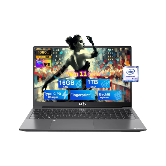 15.6" Laptop - Intel N100, 16GB RAM, 1TB SSD, Windows 11