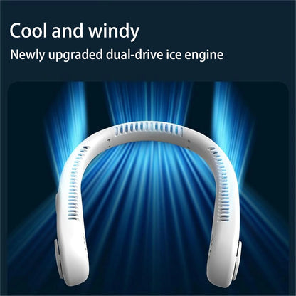 New Portable Neck Fan, Hands Free Bladeless Fan,5 Speeds USB Powered Desk Fan Rechargeable Headphone Design Wearable Personal Fan