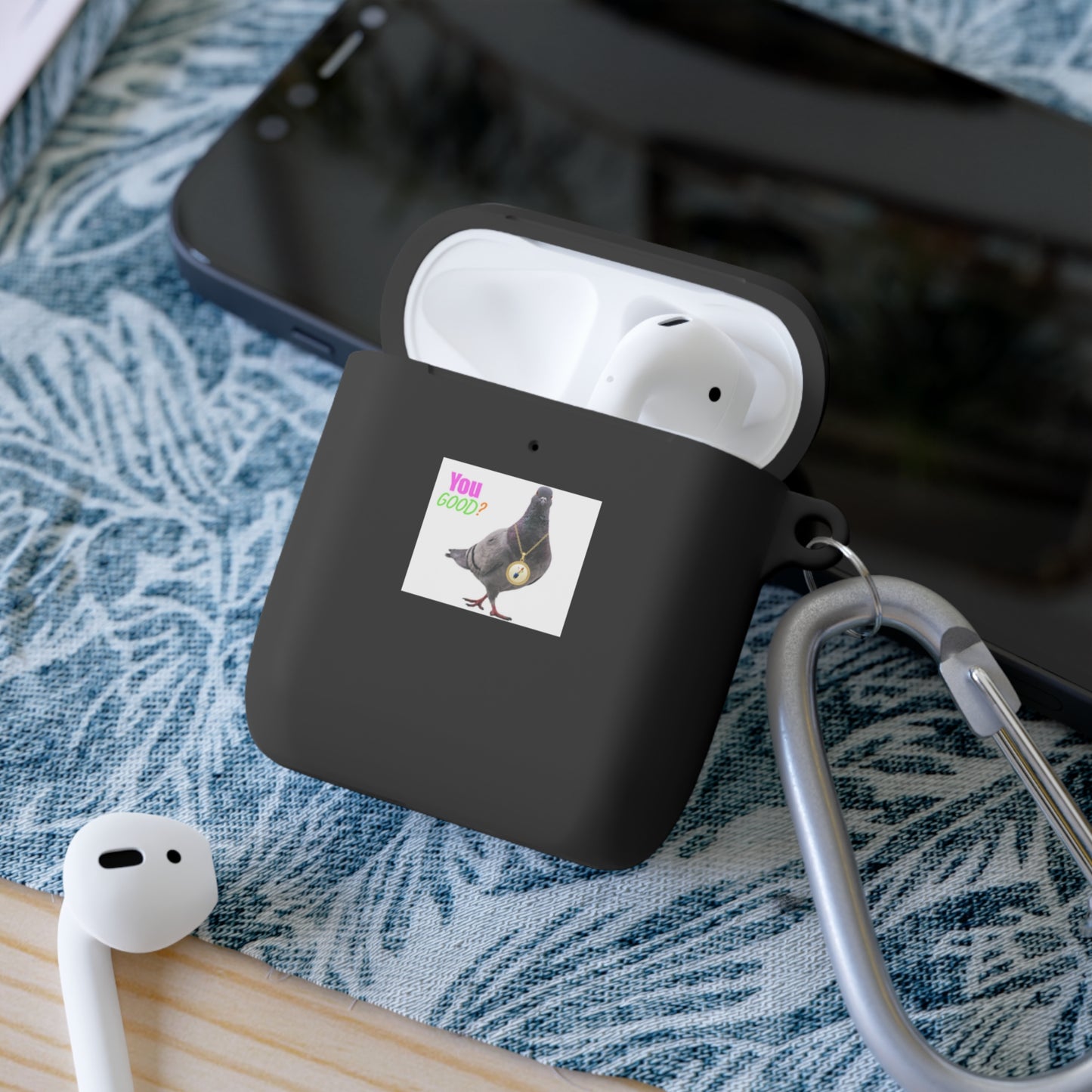 Wireless Earbud Case Cover – Pigeon Design Slim Drop Protection with Carabiner Clip