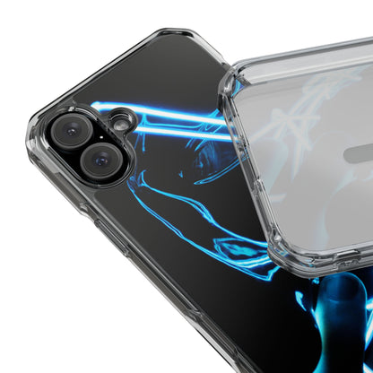 Clear Magnetic Phone Case — Blue Neon Light Design