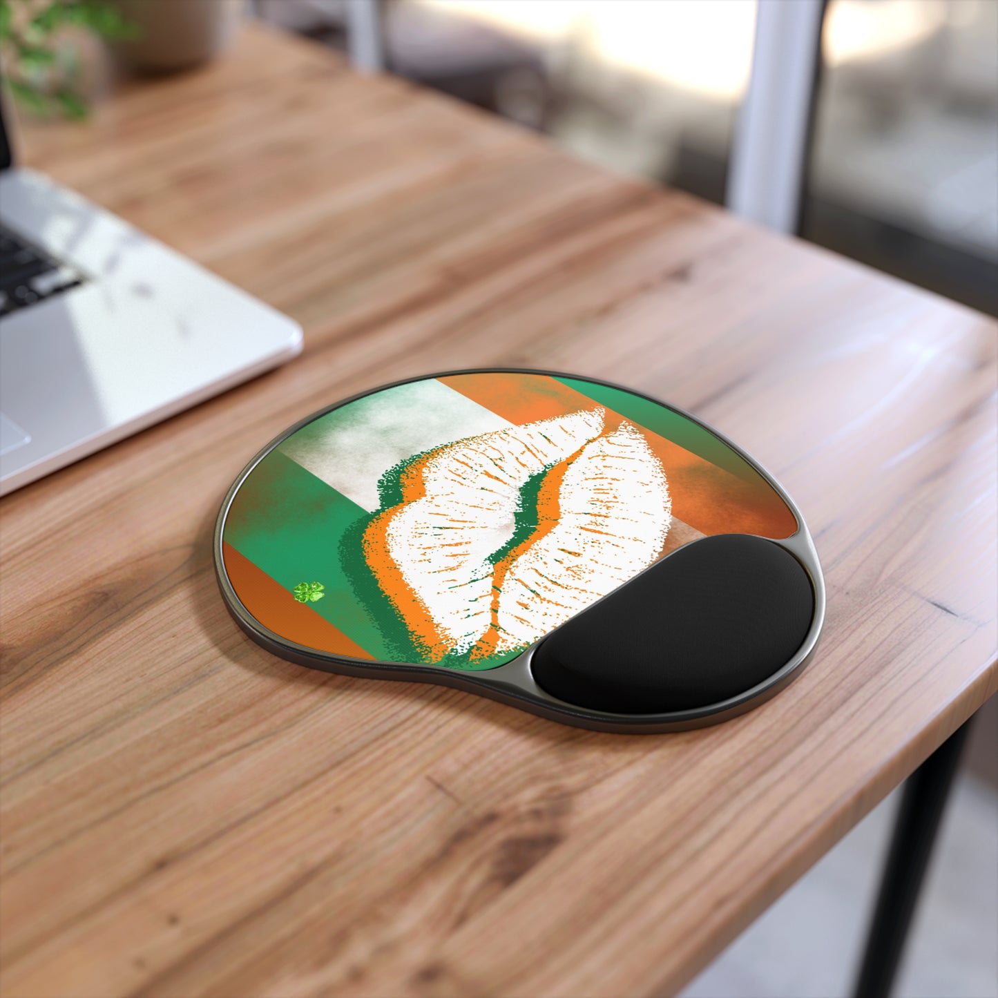 Ergonomic Mouse Pad with Wrist Rest – Irish Lip St. Patrick's Day Design