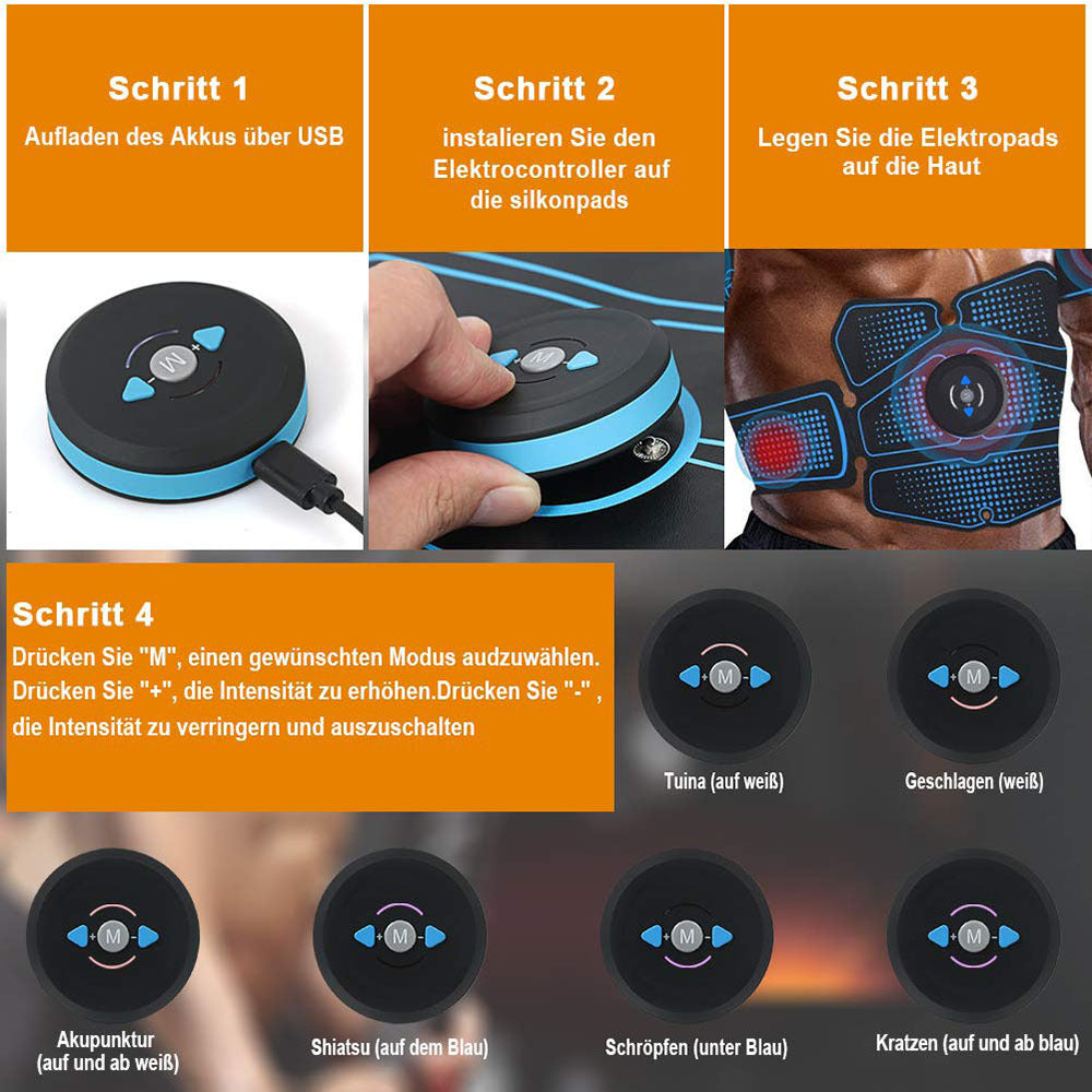 USB Rechargeable Muscle Stimulator – Fat Burning & Body Sculpting, 6 Training Modes, 3–4 Hour Battery