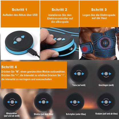 USB Rechargeable Muscle Stimulator – Fat Burning & Body Sculpting, 6 Training Modes, 3–4 Hour Battery