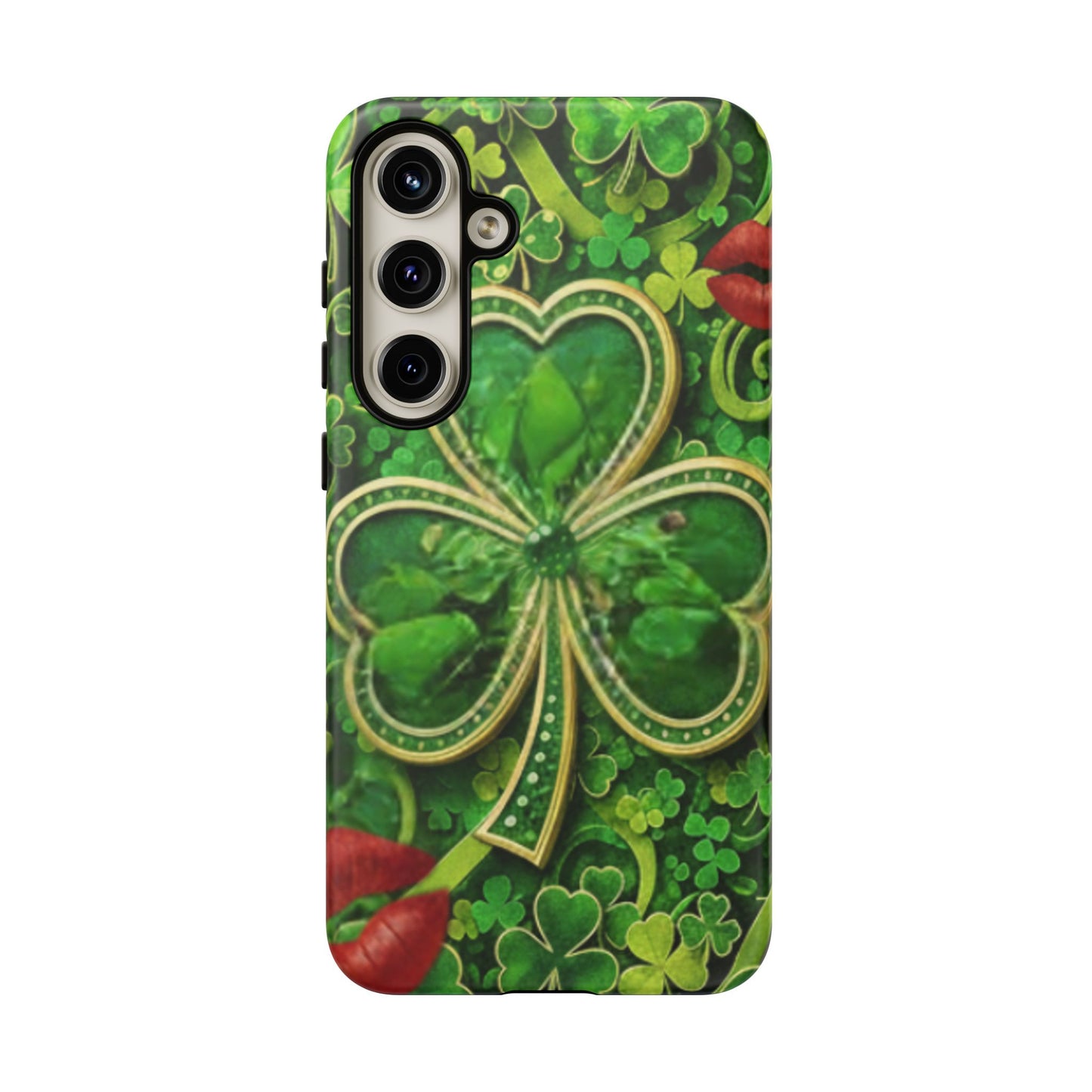 Tough Phone Case – Dual-Layer Protection with Shamrock Print