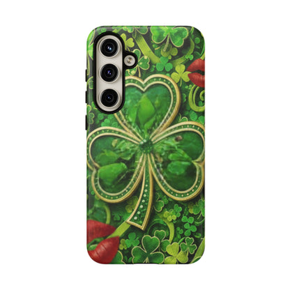 Tough Phone Case – Dual-Layer Protection with Shamrock Print