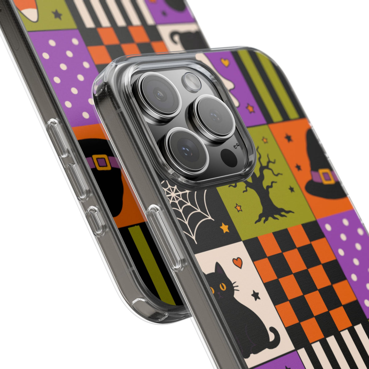Clear Phone Case – Spooky Patchwork