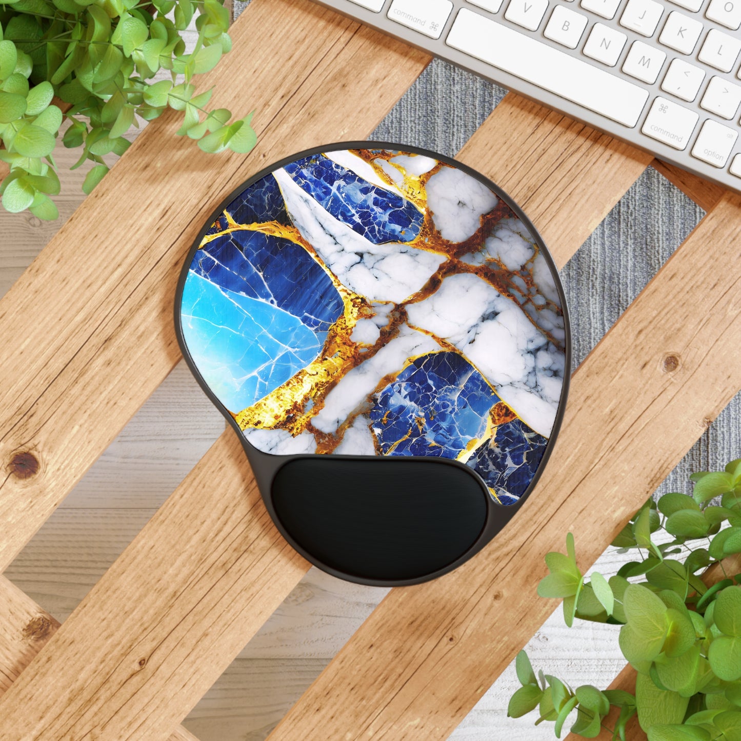 Ergonomic Mouse Pad with Wrist Rest – Sapphire Veins