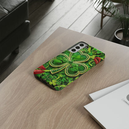 Tough Phone Case – Dual-Layer Protection with Shamrock Print