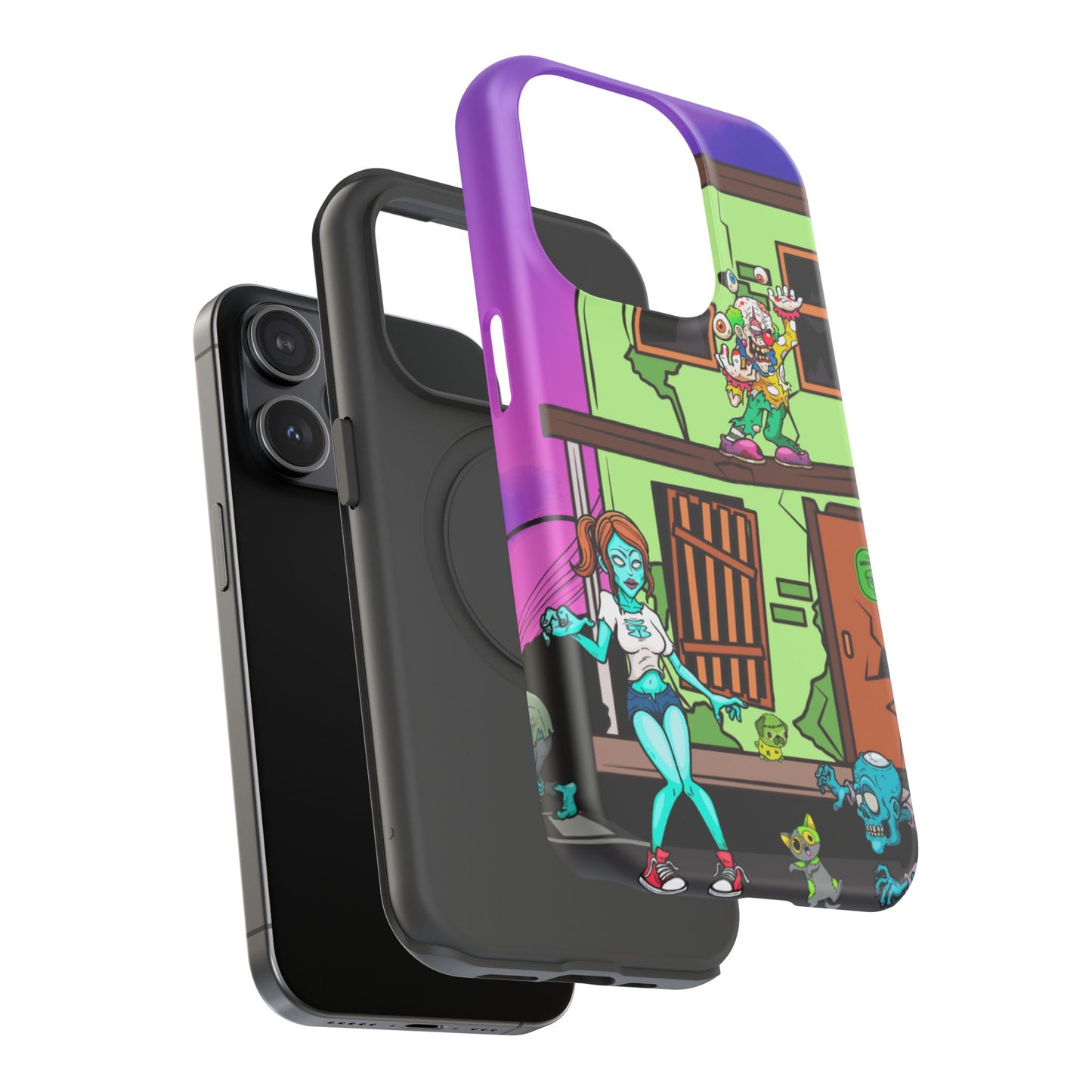 Zombie Arcade Phone Case — Colorful Cartoon Horror Impact-Resistant iPhone Cover