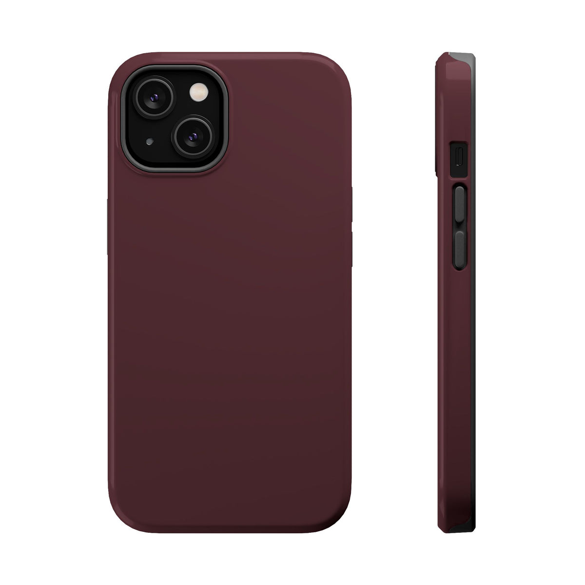 A dark burgundy phone case shown from the back and side on a plain white background.