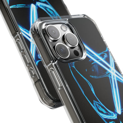 Clear Magnetic Phone Case — Blue Neon Light Design