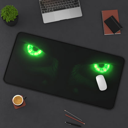 Neoprene Desk Mat – Neon Green Monster Eyes