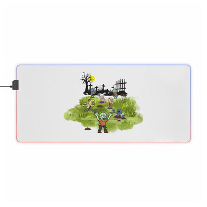 LED Gaming Mouse Pad — Cute Zombie Graveyard RGB Desk Mat