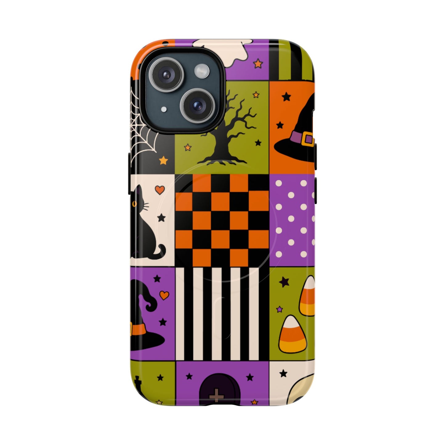 Protective Magnetic Phone Case – Spooky Patchwork