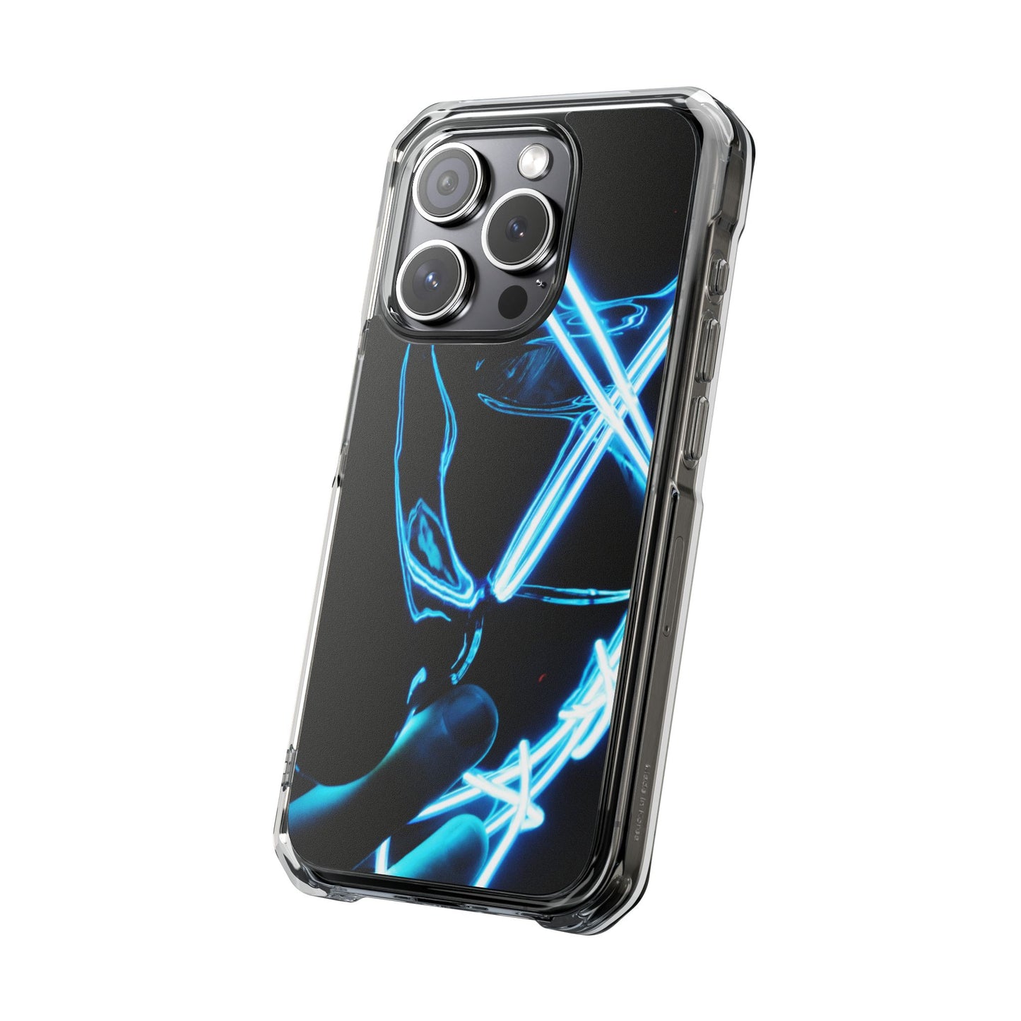 Clear Magnetic Phone Case — Blue Neon Light Design