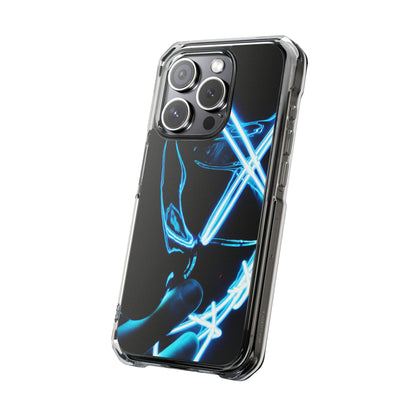 Clear Magnetic Phone Case — Blue Neon Light Design