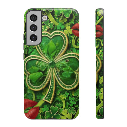 Tough Phone Case – Dual-Layer Protection with Shamrock Print