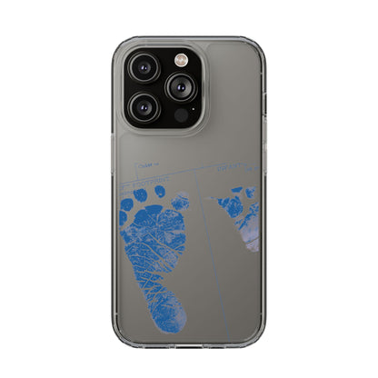 Clear Phone Case – Mom’s Little Blue Footprints
