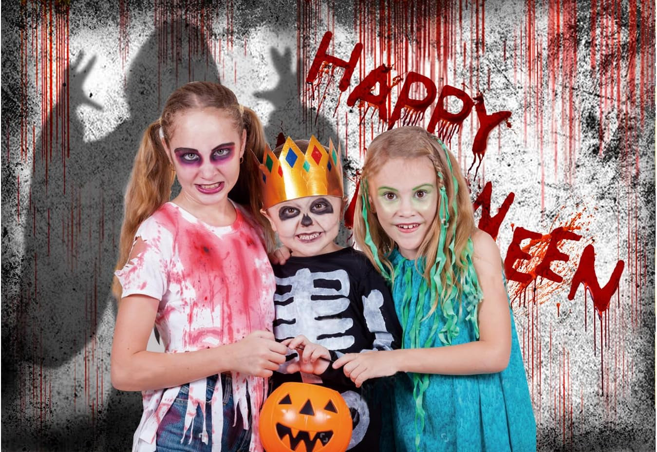 7X5Ft Bloody Halloween Backdrop Halloween Horror Photography Background for Party Decorations Trick or Treat Banner for Photo Booth 066